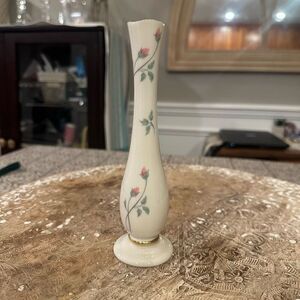 Lenox‎ Vintage Rose Manor Pink 7" Slim Bud Vase Gold Trim